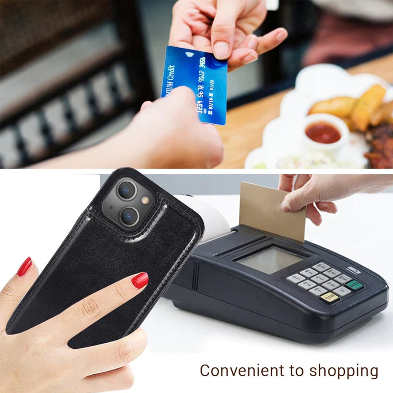 Wallet With Card Slot Leather Case For iPhone 15 14 Pro Max