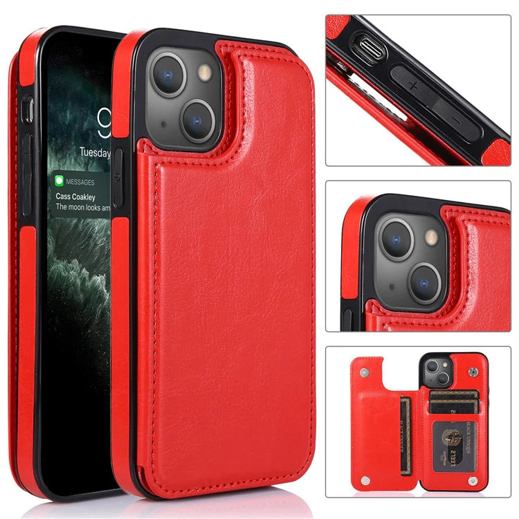 Wallet With Card Slot Leather Case For iPhone 15 14 Pro Max