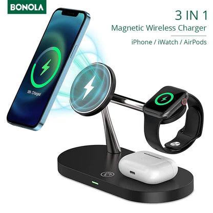 3 in 1 Magnetic Wireless Charger for iPhone Apple Watch Airpods Pro