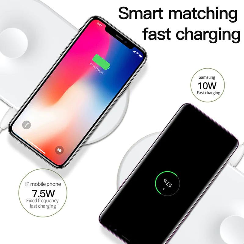 2 in 1 Qi Wireless Fast Charger Pad For Apple Watch 4/3/2/1 & iPhone 8 Xs Max Samsung S9